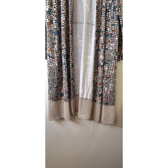 LOGO Lori Goldstein Geometric Mosaic Open Front Duster Cardigan L  Beachy Artsy - Picture 6 of 13